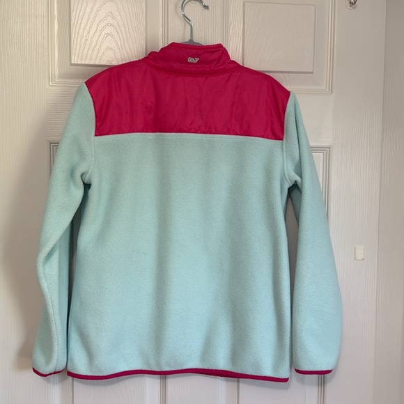 Vineyard Vines Kids Fleece Pullover - Teal & Pink - Picture 6 of 6